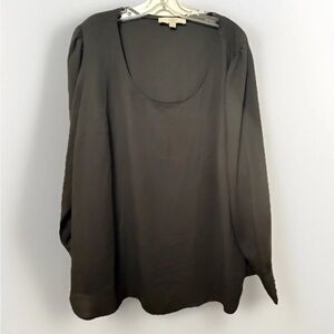 NWT Loft Black Long Sleeved Blouse With Gold Buttons Scoop Neck Size 20 Plus